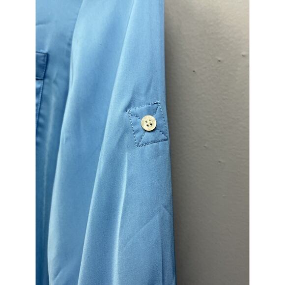 Lauren Ralph Lauren Womens Shirt XS Extra Small Pockets Button-Front Blue Flaw - Picture 5 of 8